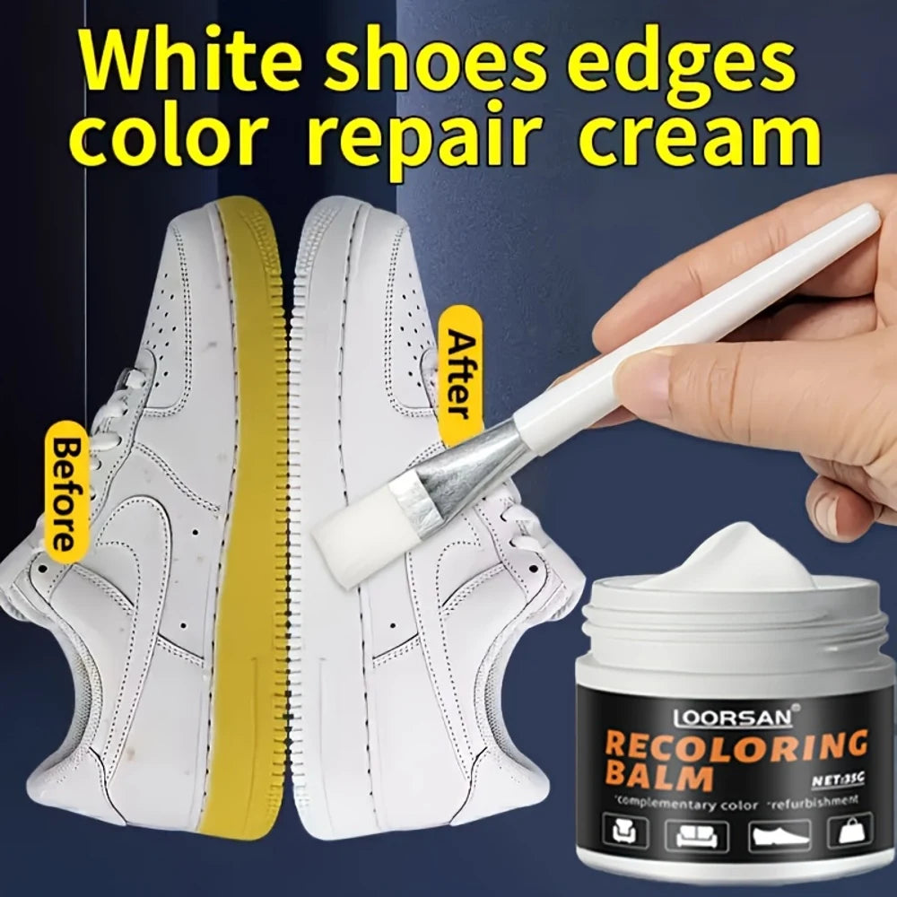 35g White Shoe Scratch Repair Paste - Professional Grade Color Restorer for Sneakers, Boots & Leather Shoes | Restore Original C