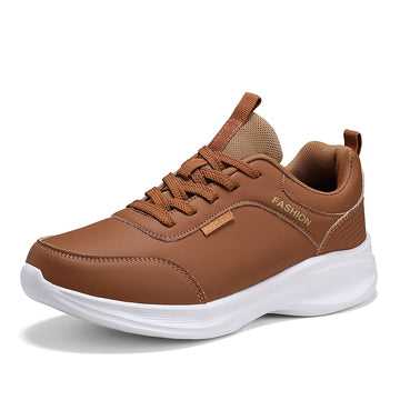 Men's Brown Sneakers Spring Outdoor Running Sports Shoes Men Light Platform Trainers Men Fashion Leather Walking Sneakers Men