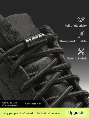 Colorful Metal Lock Sneakers Elastic Shoelaces No Tie Sports Shoe Laces Capsule Lock Stretch Rubber Shoestrings for Easy Wear